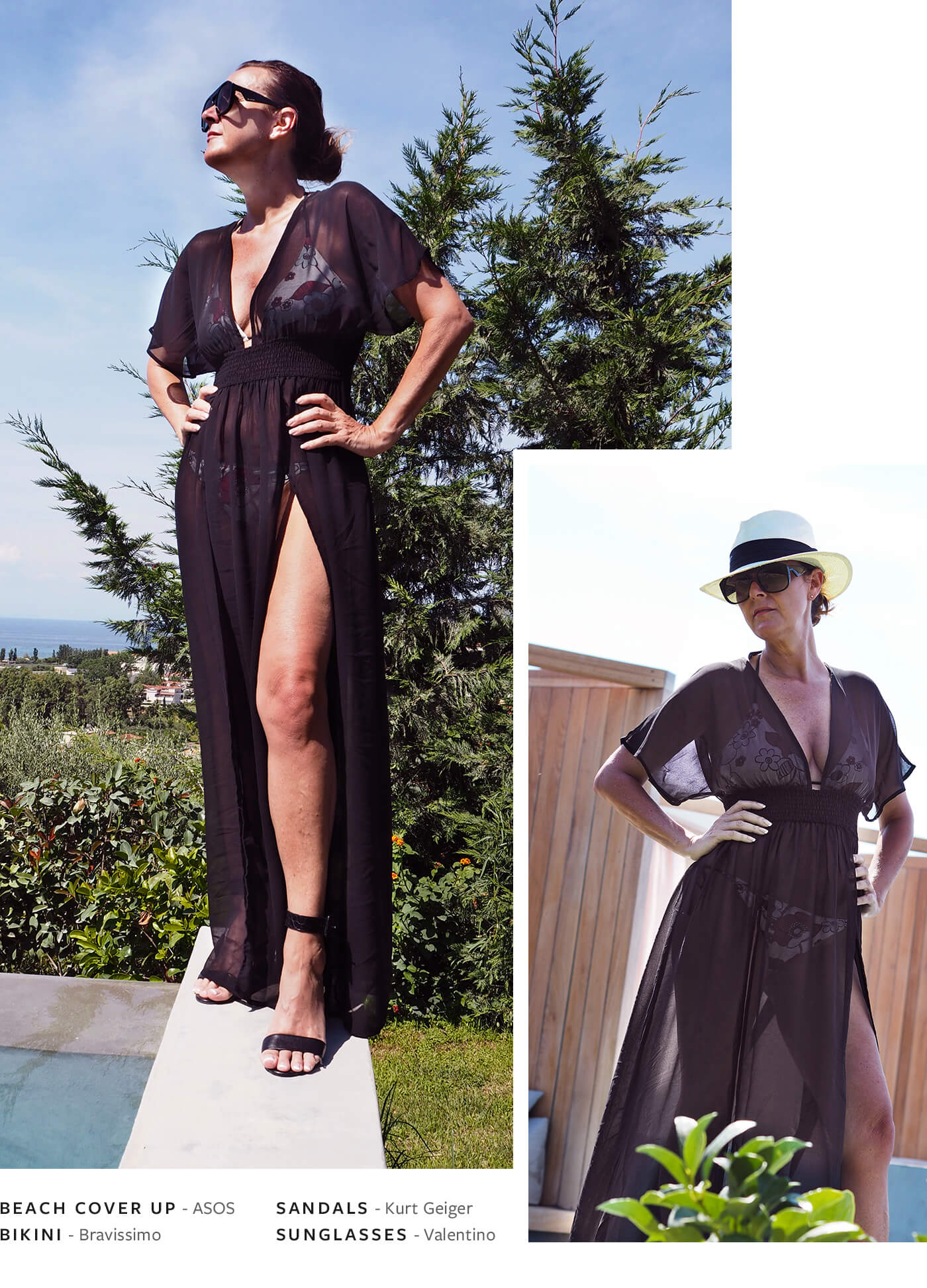 By the pool look - ASOS shirred waist maxi chiffon beach kaftan