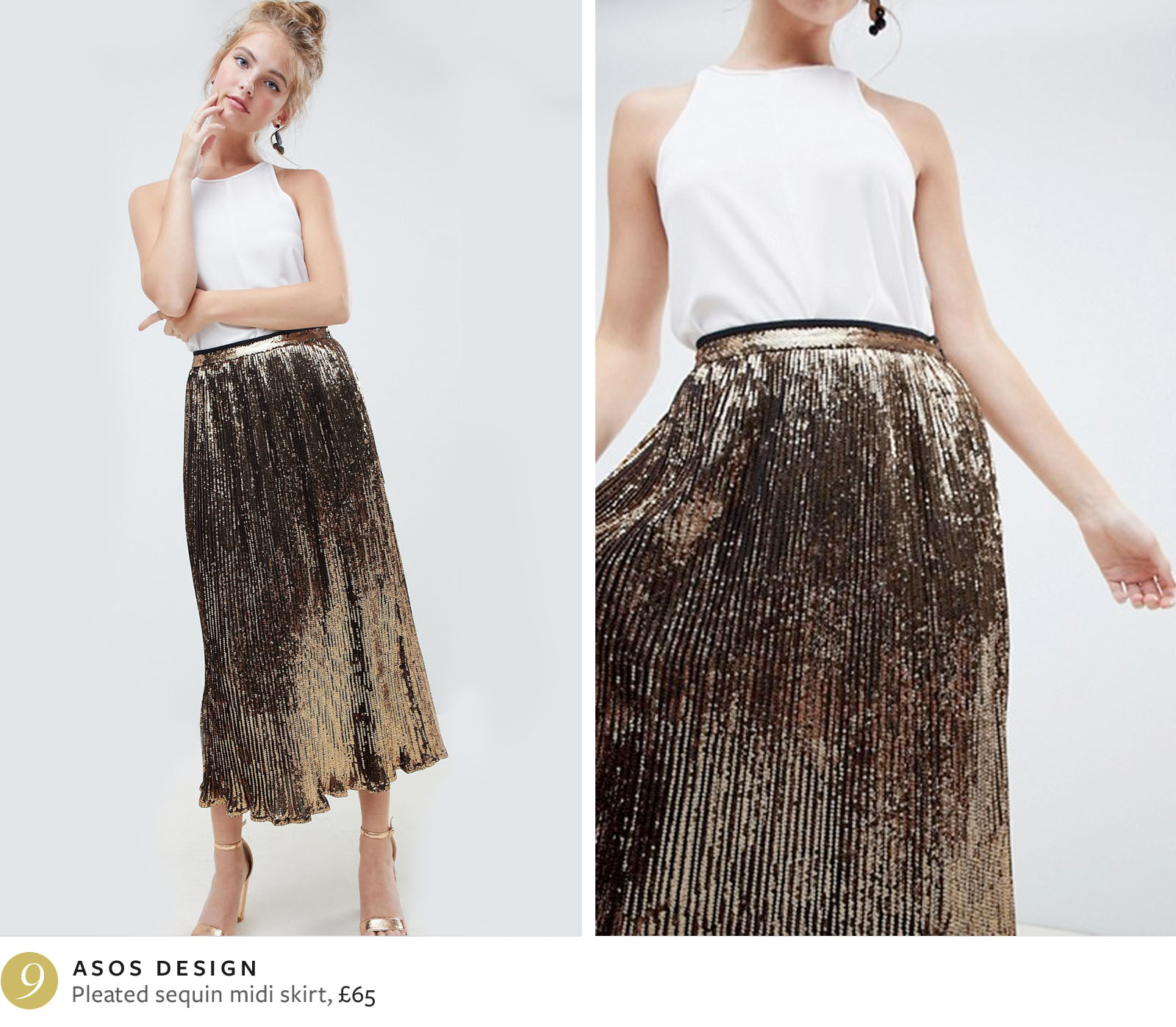 ASOS pleated sequin midi skirt