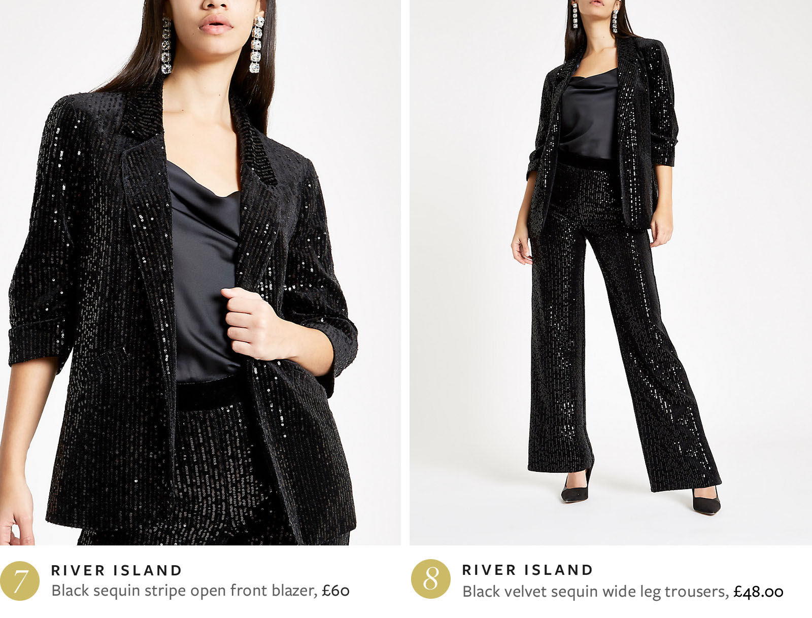 Black sequin blazer and trousers