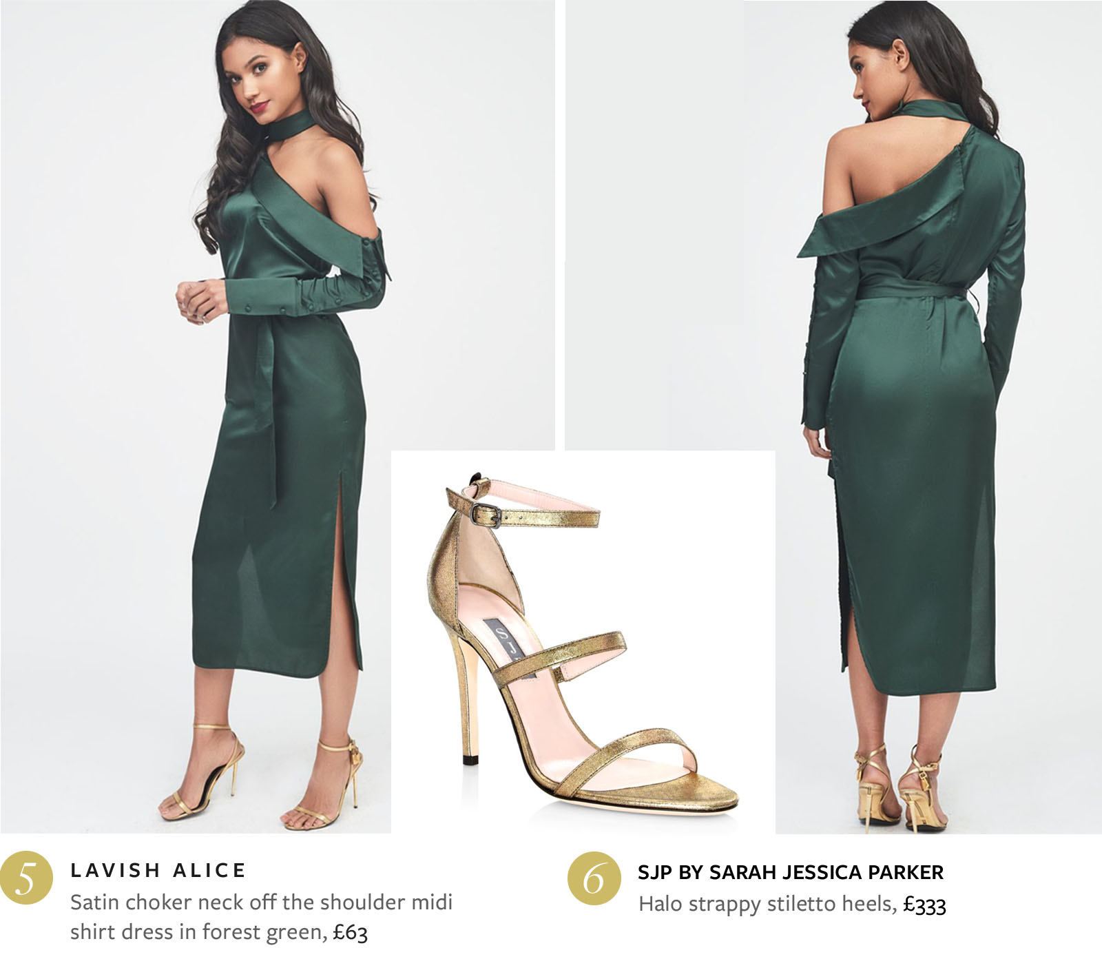 Satin Choker Neck Off The Shoulder Midi Shirt Dress